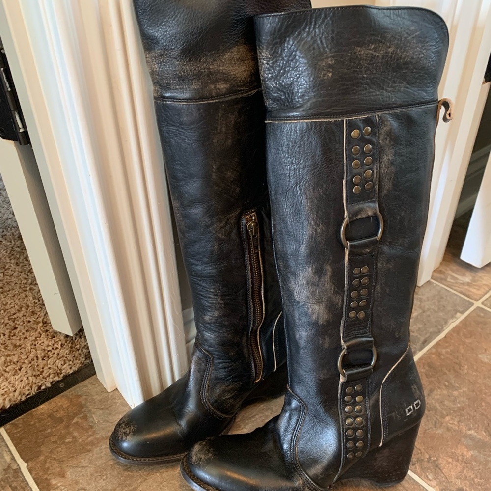 Bed Stu Nobility wedge boots with side zipper